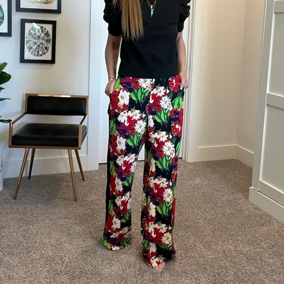 Veronica Beard Grigore Pants Floral High Rise Tuxedo Wide Leg Palazzo / 6 - Picture 3 of 12